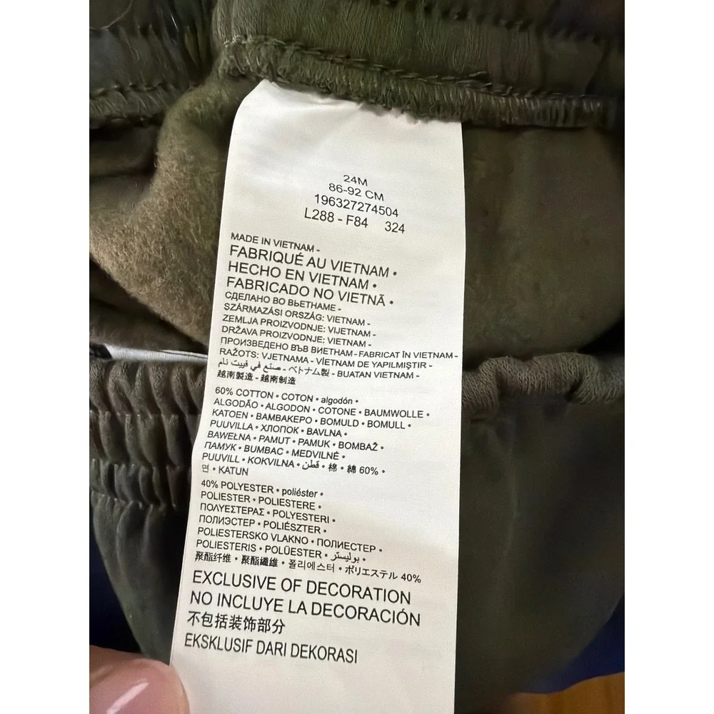NWT Nike Jogger Pants Kids 24M Olive Green Fleece‎ Sweatpants L288-F84